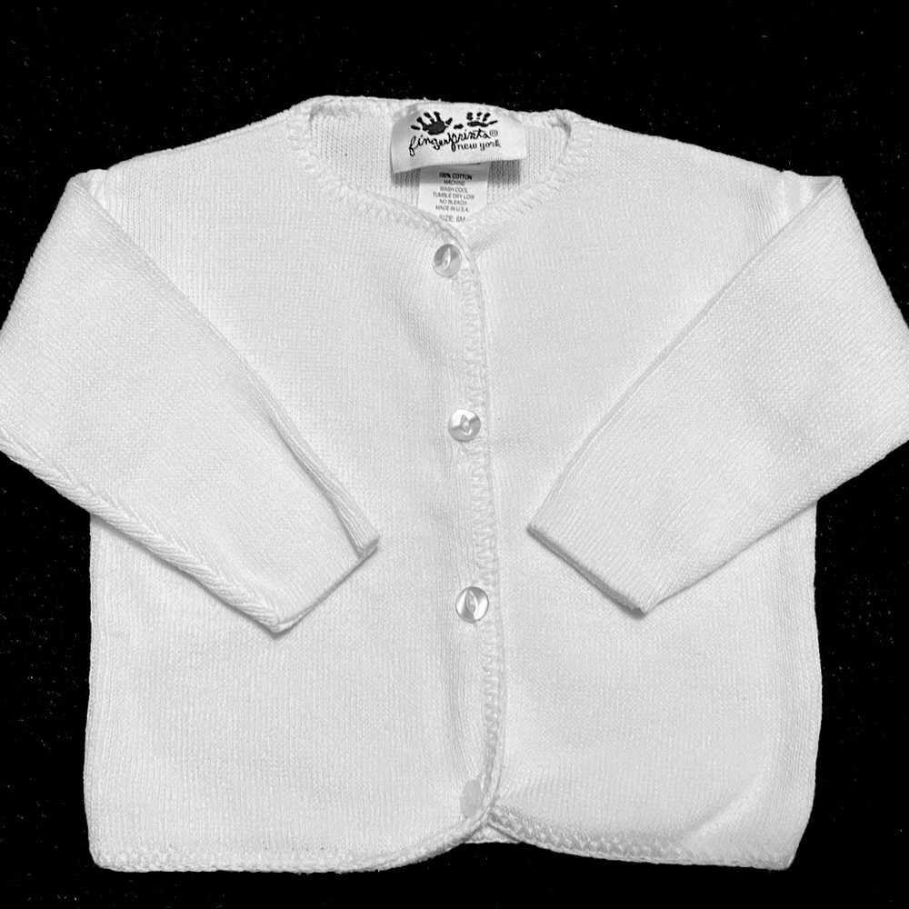NEW infant pearl button sweater, unisex white cardigan